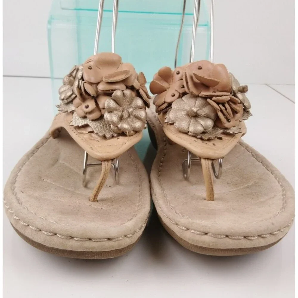 Clarks Artisan Tan Leather Posey Zela Floral Sandals Women s Size 8